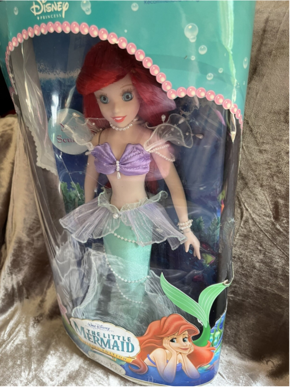 VTG Disney Princess Ariel The Little Mermaid 2006 Brass Key Porcelain Doll NIB